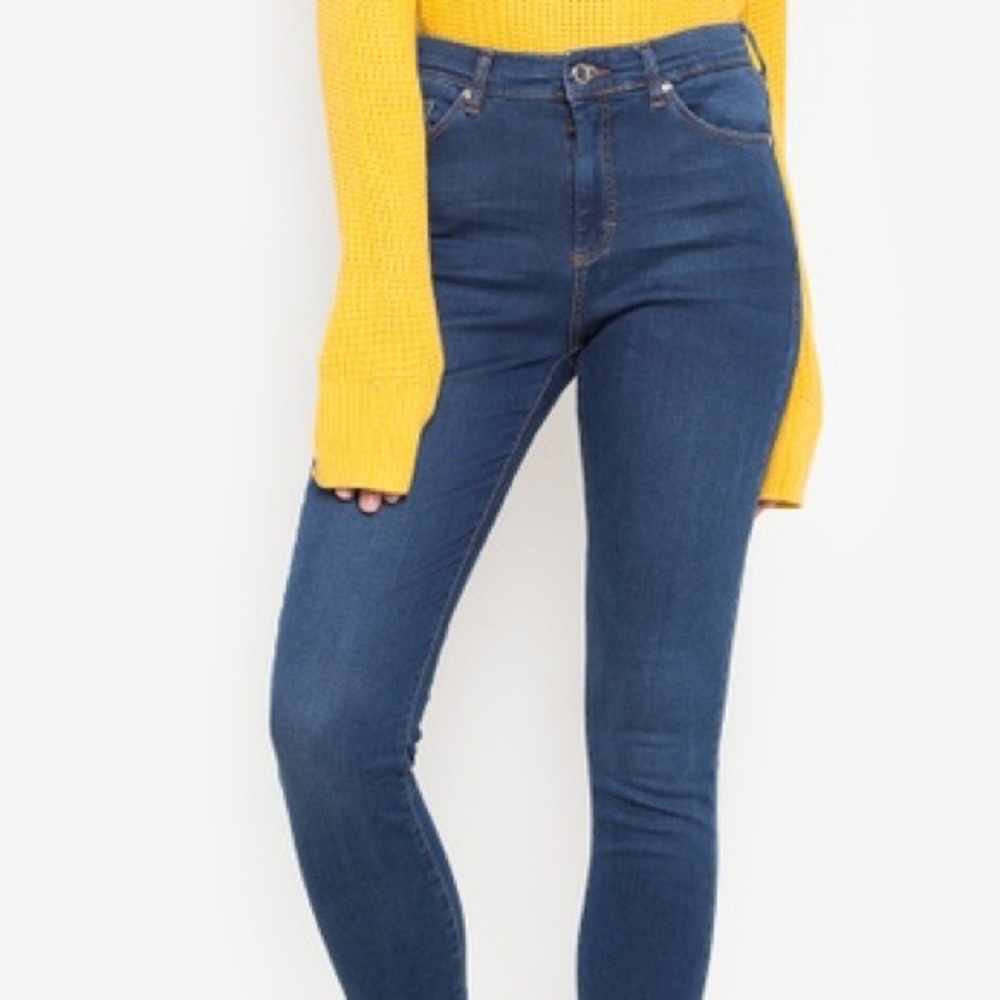 Topshop moto leigh petite dark blue jeans